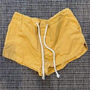 O'Neill Krista Mustard Yellow Drawstring  Shorts Linen Blend